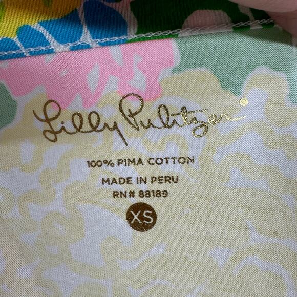 Lilly Pulitzer Dress Women XS Green Yellow Palmetto Floral Shift Hibiscus Stroll - Picture 4 of 9